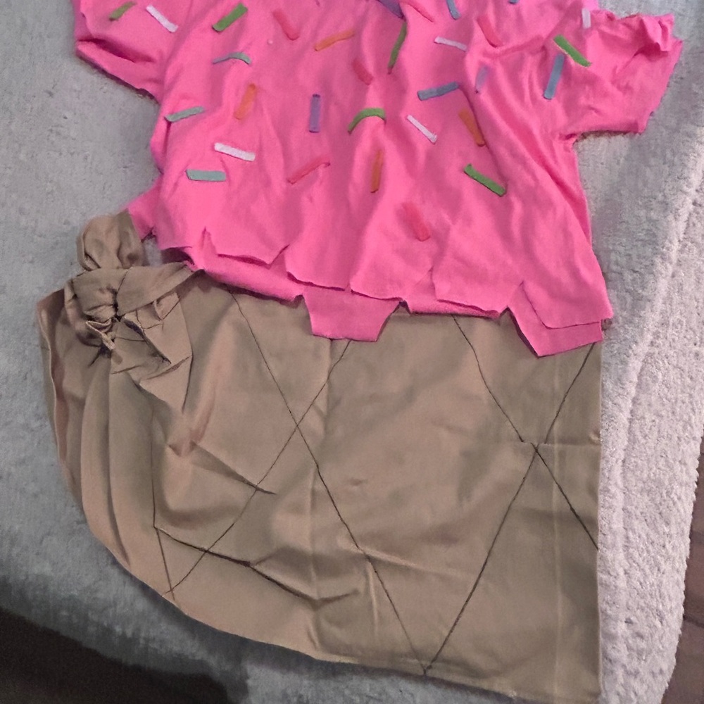 Pink Sprinkle Top and Tan Skirt Set